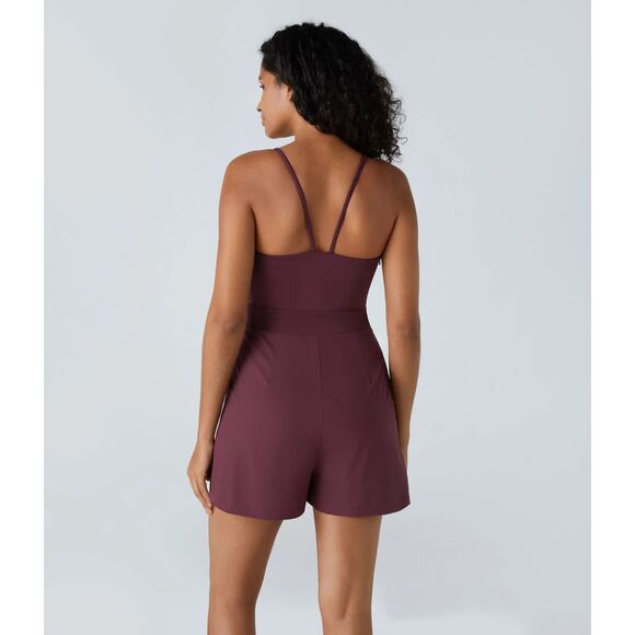 NWT Halara Breezeful Pocket Quick Dry Slip Romper in Amaranth Women's Size Small - Picture 2 of 10